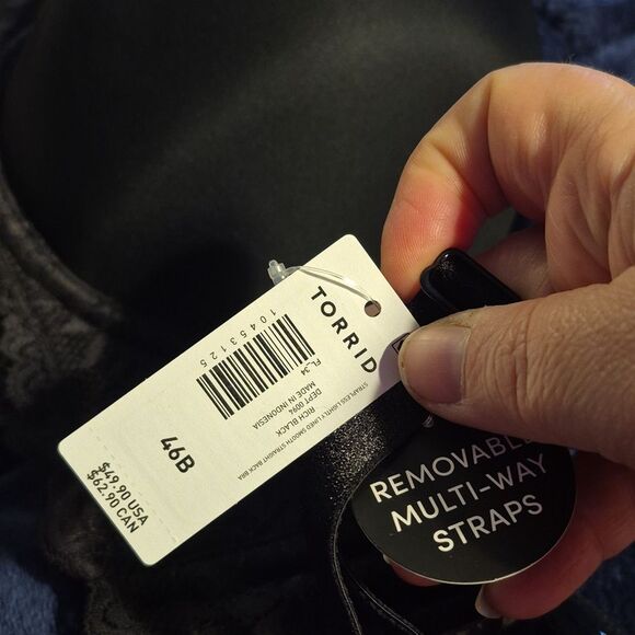 Torrid 46B Black Lightly Lined Everyday Bombshell Strapless Bra - New - Picture 5 of 7